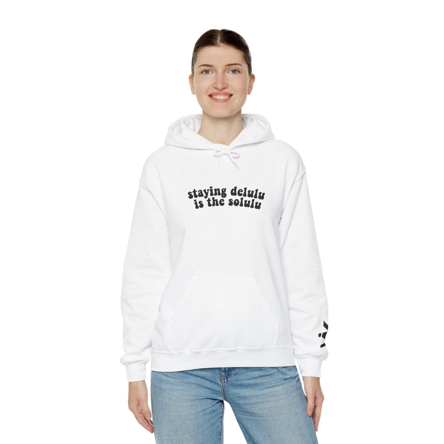 Hooded Sweatshirt - 'Delulu  Solulu' Quote-VKFashion