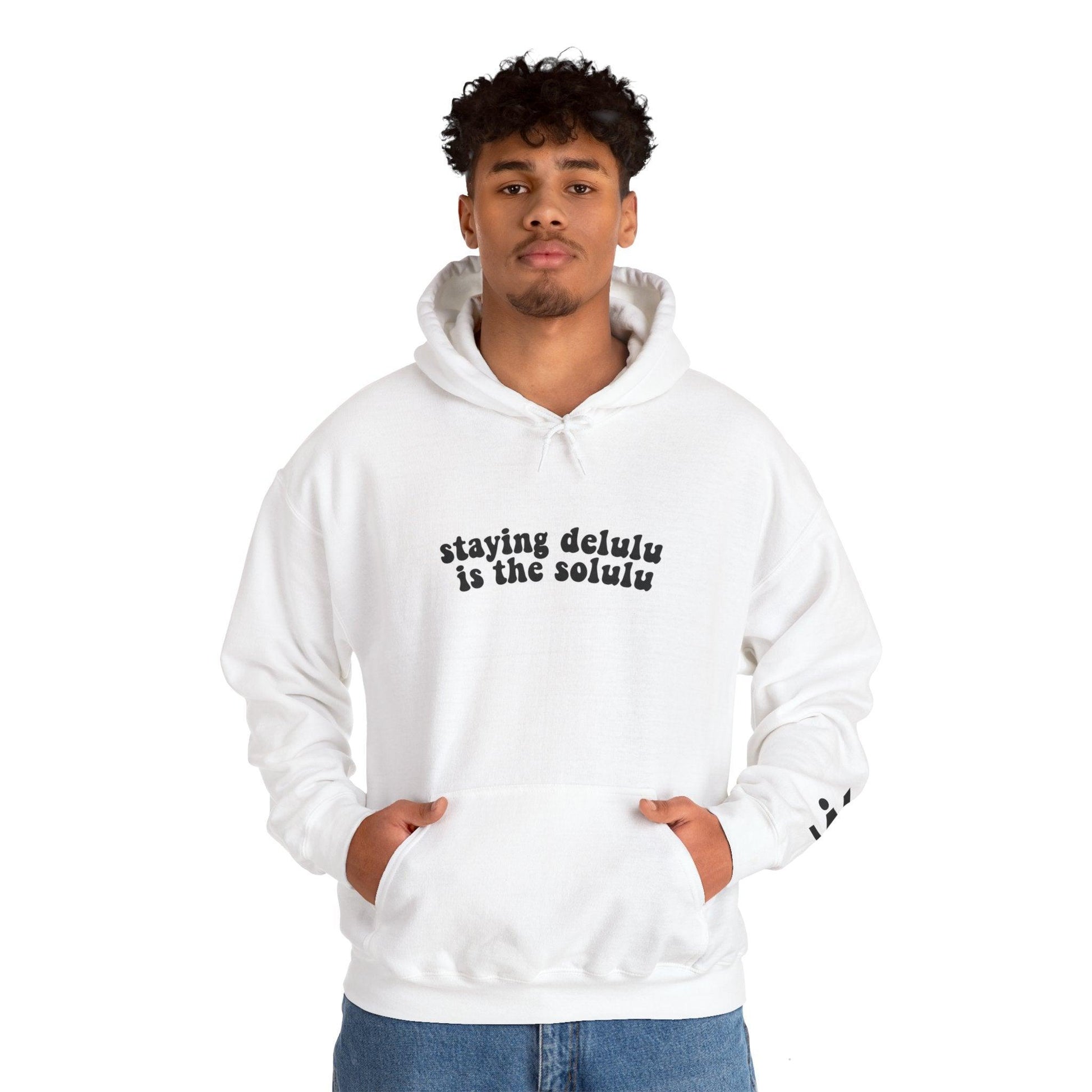 Hooded Sweatshirt - 'Delulu  Solulu' Quote-VKFashion